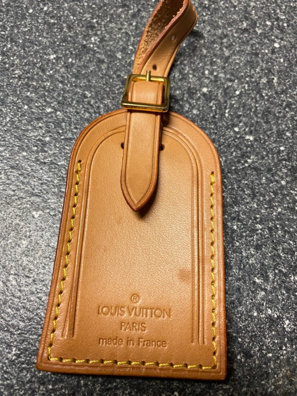 Louis Vuitton Tan Leather Luggage Tag with Gold-Tone Buckle